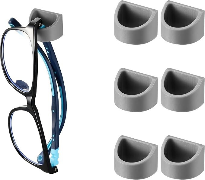Sunglass Organizer 6 Pack, Glasses Holder & Eyeglass Holder for Eyewear, Sunglasses, Reading Glasses. Sunglass Holder for Home, Office, Car, Driver, Workshop. Glasses Accessories (Grey)