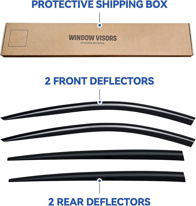 Window Visors Rain Guards for 2017-2023 Kia Stinger, Out-Channel Window Vent Wind Deflectors Visors Shades for 17 18 19 20 21 22 23 Kia Stinger
