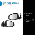 2 Piece Driver and Passenger Side Mirror Assembly Set Electric Adjustment Heated No Memory Black Compatible with 2014-2016 Toyota Highlander TO1320317 TO1321317