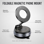 Vacuum Magnetic Phone Holder for Car, 96LBS Suction Cup & 2800gf Magnetic Hold, 360° Foldable MagSafe Car Mount for Dashboard, Windshield, Gym & Mirror, Compatible for iPhone 17–12 and Android
