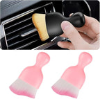 2PCS Car Interior Detailing Brush with Dust Cover, Auto Soft Hair Cleaning Brushes, Scratch Free Curved Dirt Collectors, for Vehicle Dashboard Air Conditioner Vents Leather(Pink)
