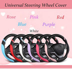 Universal Leather Steering Wheel Cover for Women Steering Wheel Cover for Car 15 inch (Rose)