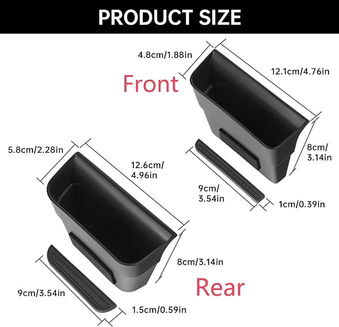 4PCS Door Grab Tray Door Organizer for Ford Explorer 2020 2021 2022 2023 2024 Front and Rear Accessories Phone Holder Container Handle Pocket Storage Box ABS Plastic, Black Mat