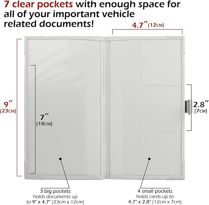 Registration and Insurance Card Holder - Car Organizer - White | Vehicle Glove Box Document Organizer, Auto Essential Paperwork Holder for Contact Information Cards, Interior Car Accessories
