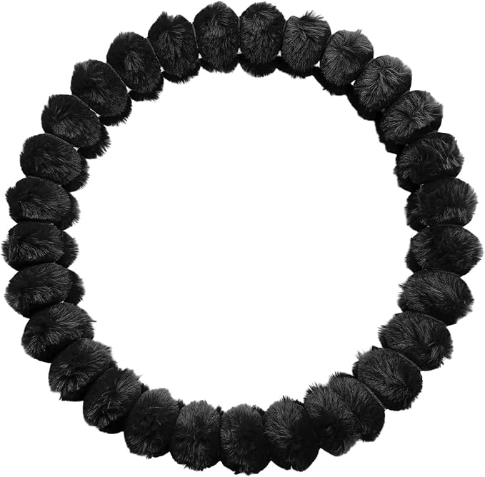 Sun Walker Fluffy Car Steering Wheel Cover, Soft Plush Anti-Slip Steering Wheel Protector for Warm Winter, Fuzzy Comfortable Wheel Cover Auto Interior Accessories for Women Girl (Black)