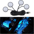 4-in-1 Car LED Lights Interior with USB Port,Ambient Neon Car Door Lights Kit for CCar Decor,Party,Music,Gift,Universal CCar Pedal Light Interior Accessories for Wonmen & Men (Ice Blue)