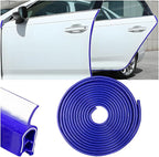 Car Door Protector Edge Guards, 33Ft Anti Collision U Shaped Automobile Door Seal Protector, No Glue Vehicle Exterior Edge Trim Protective Strip Accessories, Universal Fit (Blue)