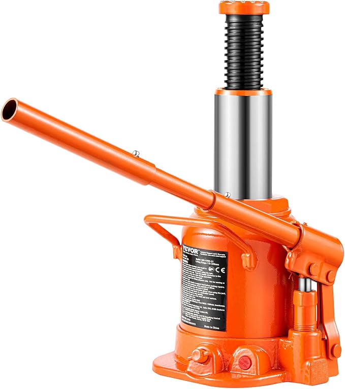 Hydraulic Bottle Jack, 20 Ton/44092 lbs Low Profile Welded Bottle Jack with 6.69''-12.6'' Lifting Range & 3-Section Long Handle, for Car, Pickup, Truck, RV, Auto Repair, Industrial Engineering