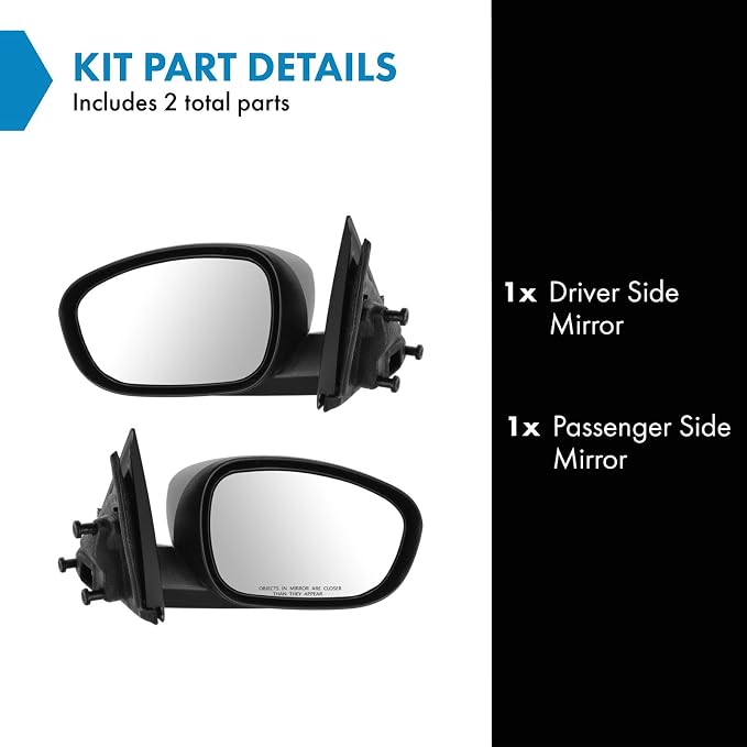 2 Piece Driver and Passenger Side Mirror Assembly Set Electric Adjustment Non-Heated No Memory Textured Compatible with 2006-2010 Dodge Charger CH1320294 CH1321294