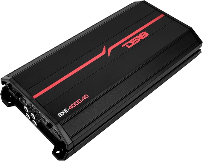 SXE-4000.4D/BK Car Amplifier Stereo Full-Range Class D 4-Channel 275x4 RMS @4 OHM 4000 Watts - Powerful and Compact Amp for Speakers in Car Audio System