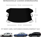 Windshield Cover for Ice and Snow, Car Windshield Snow Cover with Side Mirrors Cover, Thicken Winter Windshield Covers Waterproof Outdoor Covers Fits Most Cars SUVs and Vans (75"x47")