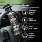 Ethos FRESH - All Purpose Interior Cleaner Car Detailing Kit, Detailing Spray - Car Interior Detailing - Interior Cleaner for Cars, Trucks, SUVs, Jeeps, Motorcycles, RVs & More (16oz FRESH & Scrubber)