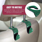 2 Pack Car Hooks, Bling Rhinestones Crystal Hooks, Auto Seat Back Organizers, Car Decorations Backseat Hanger, Car Seat Hooks Perfect for Holding Handbags, Clothes, Purses and Water Bottles