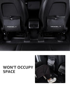 Trash Can for Tesla Model Y 2020-2026 Garbage Bag [Strong Magnetic Buckle] with LED Light 1PCS Backseat Hanging Garbage Bin Waterproof Faux Leather Model Y Interior Accessories 2.5 Gallons
