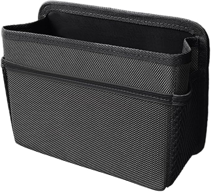 Car Trash Can, Foldable Waterproof Leather Trash Bin Garbage Organizer, Multi-Pocket Mini Hanging Storage Container, Universal Auto Interior Accessories for Cars, SUVs, Trucks (Black)