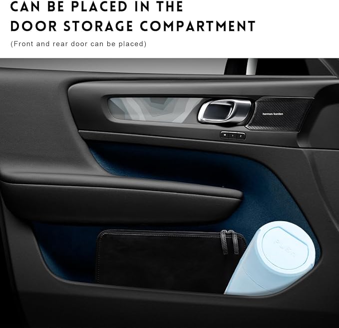 Wevdn Car Trash Can Bin with Lid, Mini Leakproof Vehicle Side Door Cup Holder Trash Can with Lid, Multipurpose Organizer Portable Garbage Bin for Cup Holder Car Home Office (Light Blue)