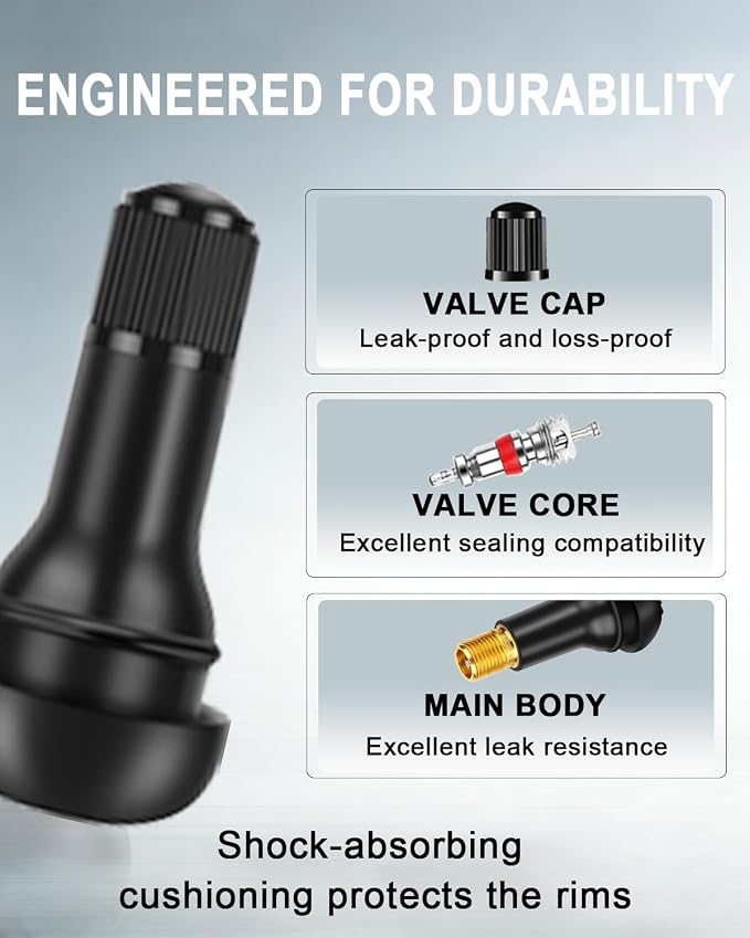 5 Pcs TR415 Rubber Snap-in Tire Valve Stems for 0.625" Rim Hole, Fits Select Cars, Trucks, Trailers, ATV Tires