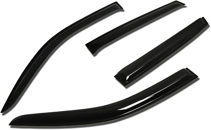 Window Visors Compatible with 2005-2009 Hyundai Tucson, 4Pcs Front & Rear Tape-On Window Vent Visor Deflectors Rain Guard, Glossy Dark Smoke