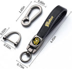 for SD Padres Baseball Fans Car Keychain with Tire Valve Caps, Car Keyring and Valve Stem Caps Compatible with Key Fob Holder, Delicate Gifts for Men Women, Padres