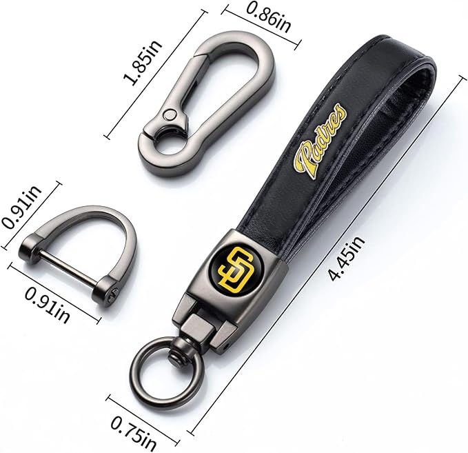 for SD Padres Baseball Fans Car Keychain with Tire Valve Caps, Car Keyring and Valve Stem Caps Compatible with Key Fob Holder, Delicate Gifts for Men Women, Padres