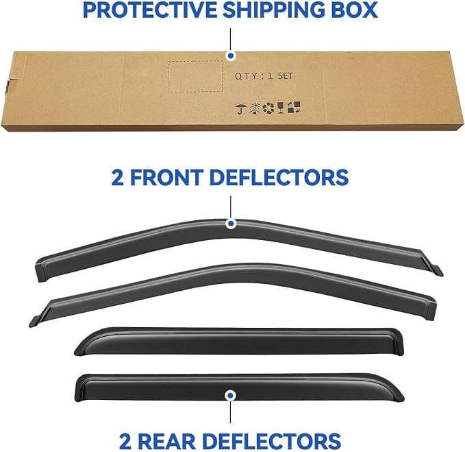 Window Visors Rain Guards for 2017-2026 Ford F250 F350 F450 F550 Super Duty SuperCrew, Out-Channel Window Vent Wind Deflectors Visors Shades for 17-26 F-250~F-550 SD Crew Cab, for Full-Size Cabs