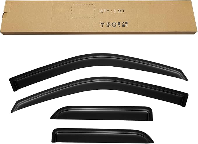 Window Rain Guards Visors for 2009-2018 Dodge Ram 1500 Quad Cab, Out-Channel Window Vent Wind Shades Deflectors for 09-18 Ram 1500 Extended Cab
