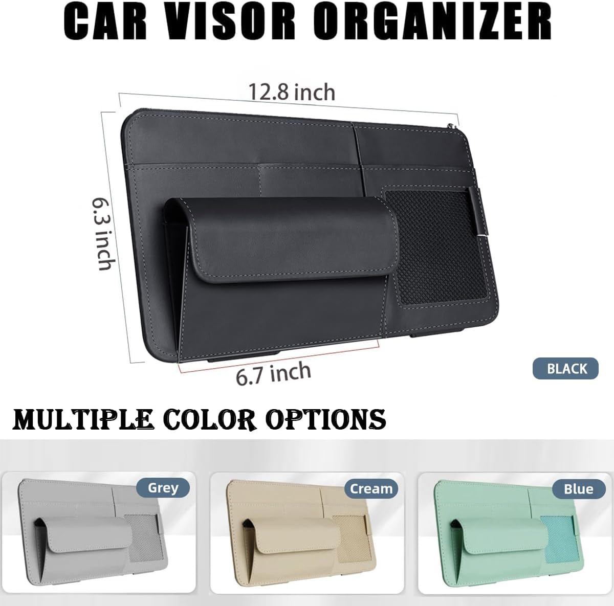 Car Sun Visor Organizer — Multi-Pocket Sunglasses & Card Holder