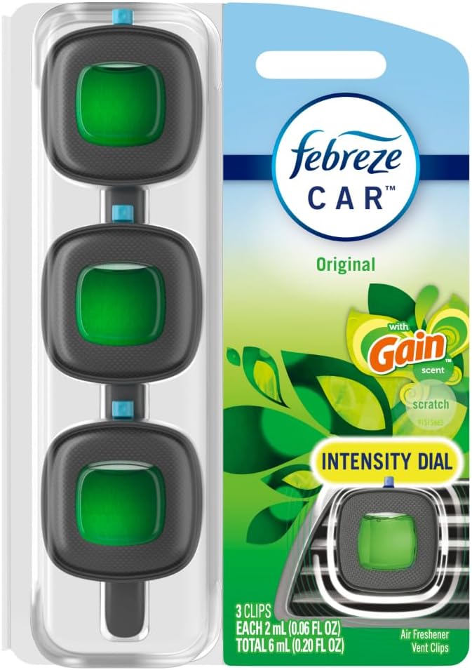 Car Air Freshener, Odor-Fighting Automotive Vent Clip, Gain Original Scent, 3 Count