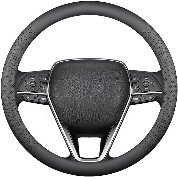 Nappa Premium Leather car Steering Wheel Cover, Non-Slip, Breathable, Universal 15 inches, Black.