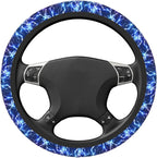Abstract Blue Cool Lightning Steering Wheel Cover For Women Men Girls Car Accessories Decor Anti-Slip Neoprene Auto Steering Wheel Covers Protector Universal 15 Inch