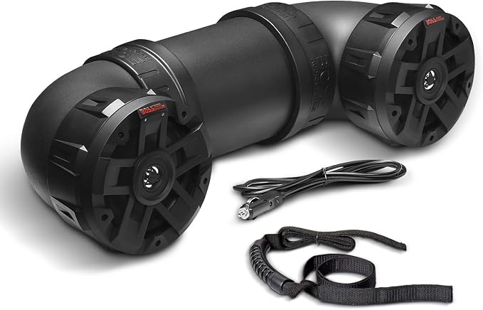 ATVB6.5R ATV UTV Weatherproof Sound System - 6.5 Inch Speakers, 1 Inch Tweeters, Built-in Amplifier, Bluetooth, Rechargeable Battery, Easy Installation for 12 Volt Vehicles