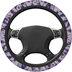 Car Steering Wheel Cover with Anti-Slip Lining, Universal 15 inch Wheel Cover, Fashion Car Interior Accessories for Women Men - Purple Lavender Flower