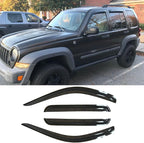 94428 Side Window Wind Vent Deflectors fit for 2002-2007 Jeep Liberty, 4pcs Out-Channel Tape-On Rain Guards Set, Dark Smoke Nice Window Visor