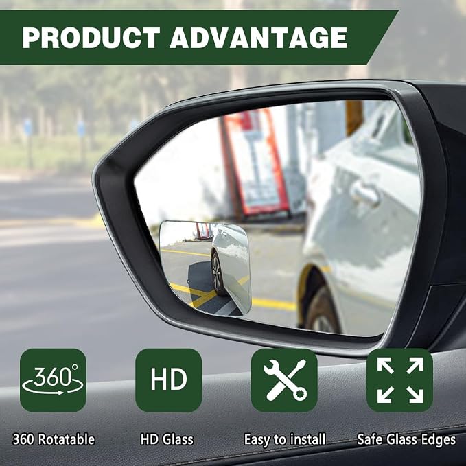 Blind Spot Mirror, Blindspot Mirror for Car, HD Glass Frameless Convex Side Mirror Blindspot, Universal Car Exterior Accessories Wide Angle Rear View Car Mirrors for Cars SUV Trucks and RVs