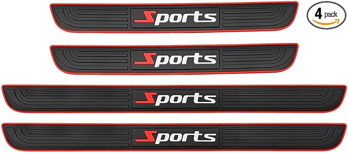 4 PCS Car Door Sill Protector, Anti-Scratch Automotive Threshold Protective Strip, Waterproof Door Edge Guards Step Shield Cover for Sedans Trucks SUVs, Car Accessories (Sport)