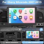 Car Radio Stereo for Chevy Chevrolet Silverado 2007 2008 2009 2010 2011 2012 2013 GMC Sierra Yukon with Wireless CarPlay Android Auto Bluetooth Backup Camera