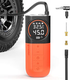 S1 Tire Inflator Portable Air Compressor, 160PSI Air Pump for Car Tires, Bike, Motorcycle, Balls, Fast Inflation Tire Pump, Cordless bike Pump with LED Light & Digital Pressure Gauge (Orange)