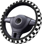 Black and White Checkered Flag Steering Wheel Cover Car Accessories Cute for Women Girls Girly Universal 15 Inch Neoprene Auto Interior Decor Anti Slip Car Truck Protector