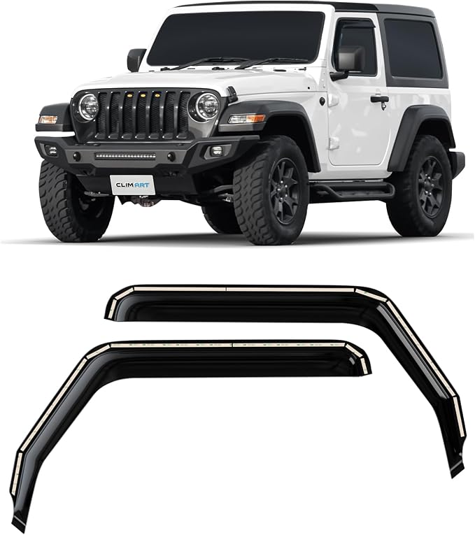 in-Channel Incredibly Durable Rain Guards for Jeep Wrangler JL 2018-2026/Jeep Gladiator 2020-2026, Original Window Deflectors, Vent Window Visors, Vent Deflector, 2 pcs. - 318169