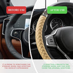Bling Soft Leather Steering Wheel Cover, Steering Wheel Protector, 15 Inch Rhinestones Car Elastic Protector with Crystal Diamond for Women Girls, Car Accessory for Vehicles (Beige)