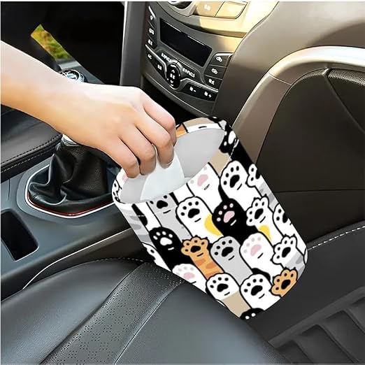Portable Reusable Waterproof Car Trash Bin, Multipurpose Vehicle Organizer, Road Trip Essentials (Dog paw)