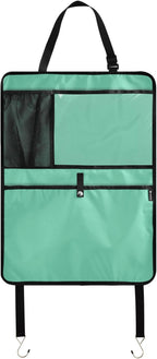 Seat Back Protector Medium Aquamarine Car Kick Mat with Pocket, Back of Front Seat Cover for Kids Feet