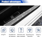 2PCS Car Door Edge Entry Guard, Bling Rhinestone Car Anti-Collision Adhesive Sticker Strip, Door Sill Strip for Rear Bumper Car SUV, Threshold Protective Stickers for Women (White)