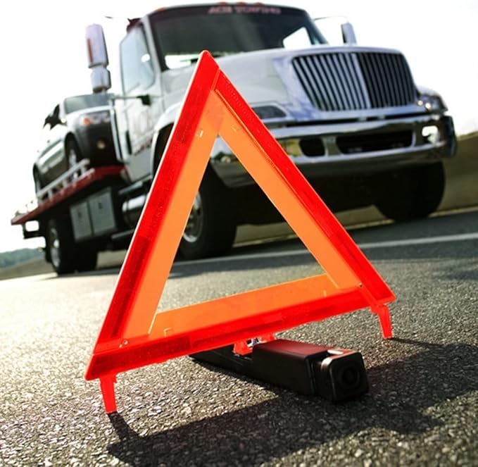 12PK DOT Approved Foldable Road Safety Warning Triangles | Heavy weighted anti-tip base, high visibility reflect panels, fully compliant with US FMVSS 571.125 roadside safety rules