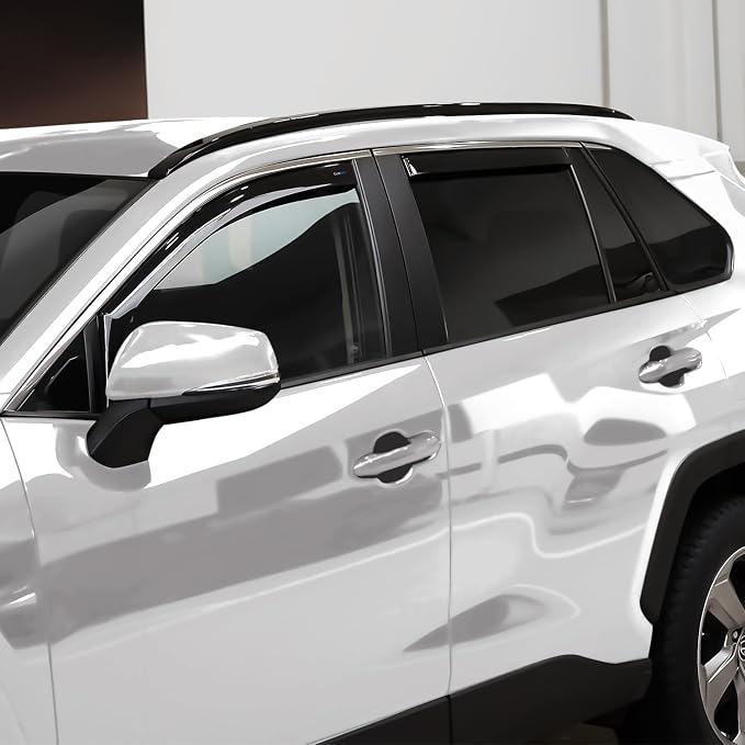 in-Channel Extra Durable Rain Guards for Toyota RAV4 2019–2025, Window Deflectors, Vent Window Visors, Dark Smoke, 4-Piece Set – 619152