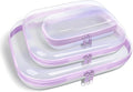 Clear Hard Plastic Zipper Case,Transparent Double Zippers Hard Pouch with 3pcs,Portable Travel Organizer Bin for Toy Storage