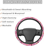 Steering Wheel Cover for Women Sweat Absorbing Non-Slip Protection | Santa Claus Pink Print, Universal Fit Most Car Sedans SUVs, Comfort Grip Breathable Steering Wheel Protector