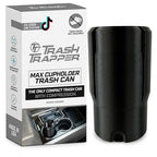 Car Trash Can Cup Holder | Max Car Trash Can | Fits in Most Cupholders | 5.6" x 3.5" | Traps More & Empties Less, Patent-Pending Compaction, Holds Many Weeks Small Garbage, Black/Grey