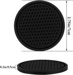 4 Pack Car Coasters, 2.75inch Universal Non-Slip Car Cup Holder Coaster for Car, PVC Cup Pad Mat Car Coasters for Cup Holders for Women (Black)