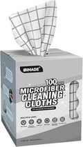 Microfiber Cleaning Cloths, 100 Sheets Reusable Kitchen Towels & Dish Cloths, Lint-Free Absorbent Cleaning Rags, Bulk Kitchen Cleaning Cloths for Household & Restaurant, 11" x 9", Grid Pattern